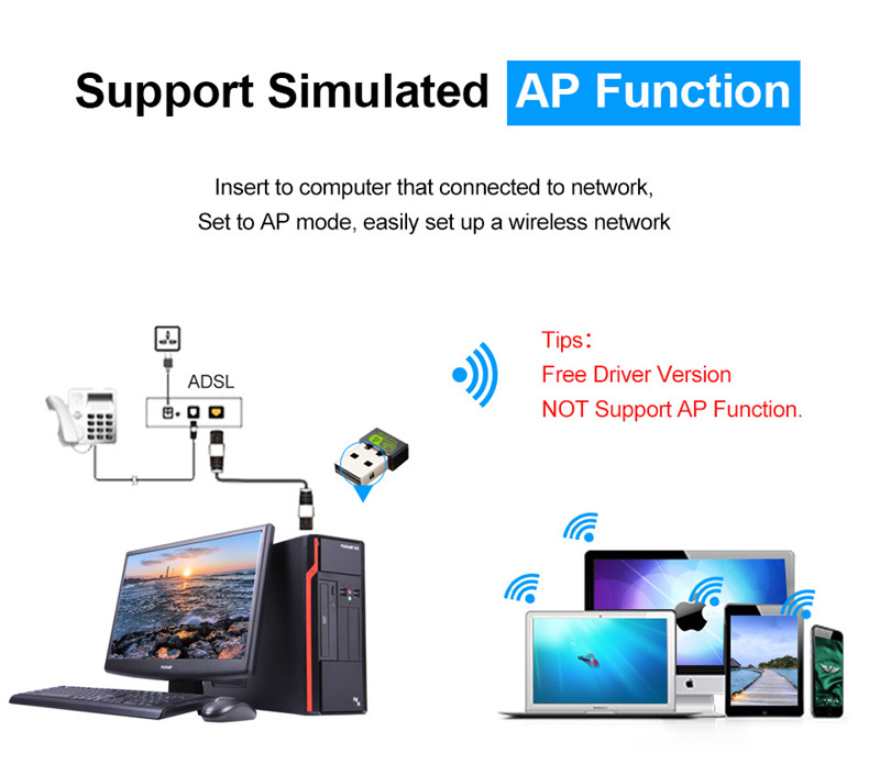 2.4G network card mini usb 150mbps wifi adapter