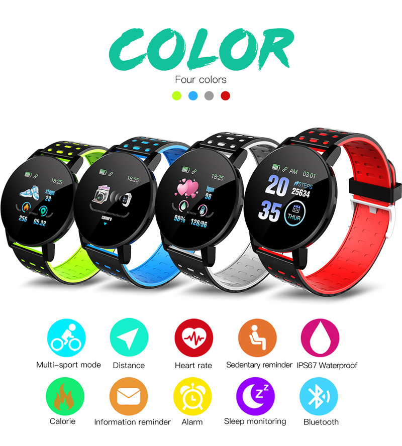 119 plus smart watch heart rate monitor bluetooth call