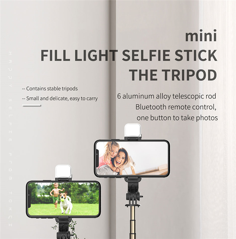 L10s wireless bluetooth selfie stick mini tripod shutter with fill light