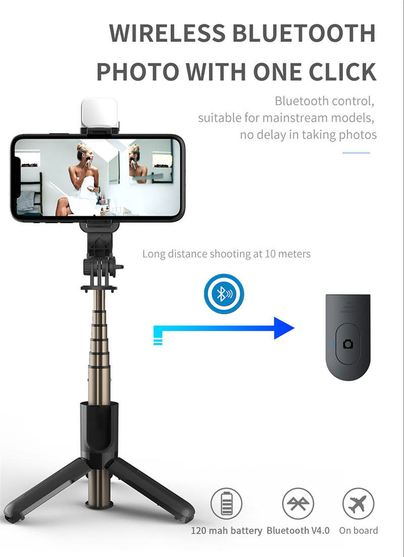 L10s wireless bluetooth selfie stick mini tripod shutter with fill light