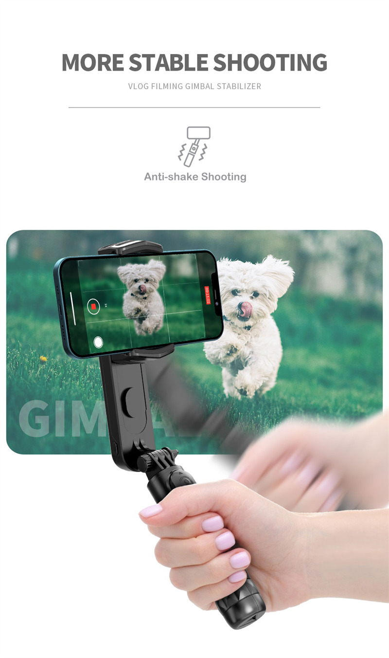 Q09 mini foldable gimbal stabilizer with fill light selfie stick tripod