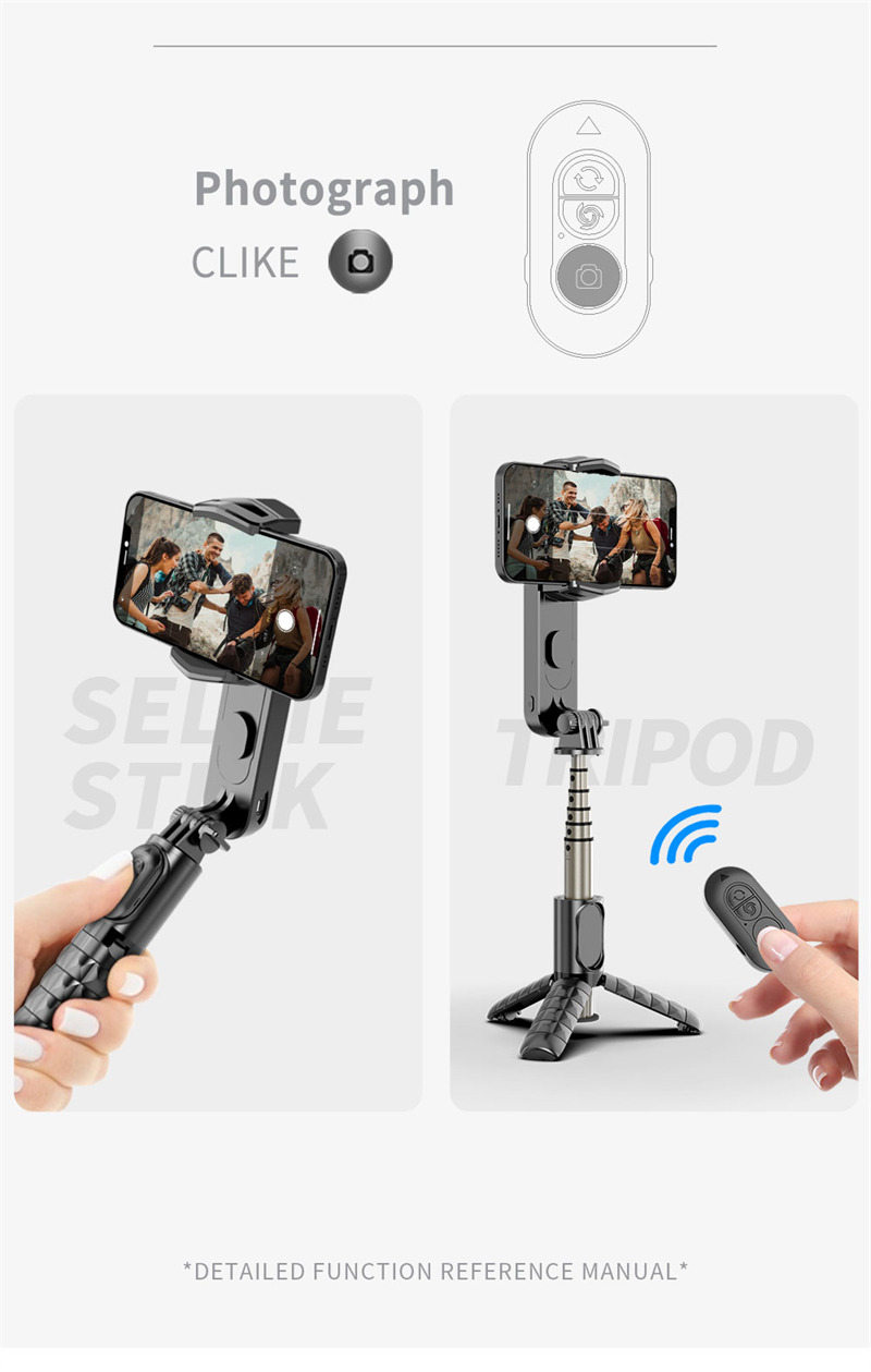 Q09 mini foldable gimbal stabilizer with fill light selfie stick tripod