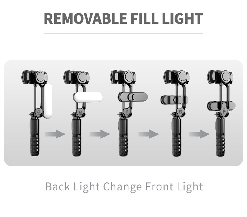 Q09 mini foldable gimbal stabilizer with fill light selfie stick tripod Q09 mini foldable gimbal stabilizer with fill light selfie stick tripod