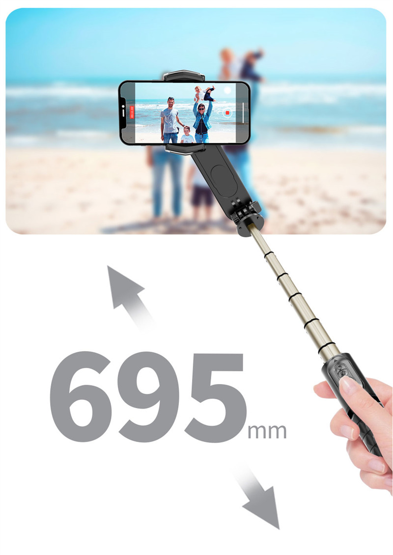 Q09 mini foldable gimbal stabilizer with fill light selfie stick tripod