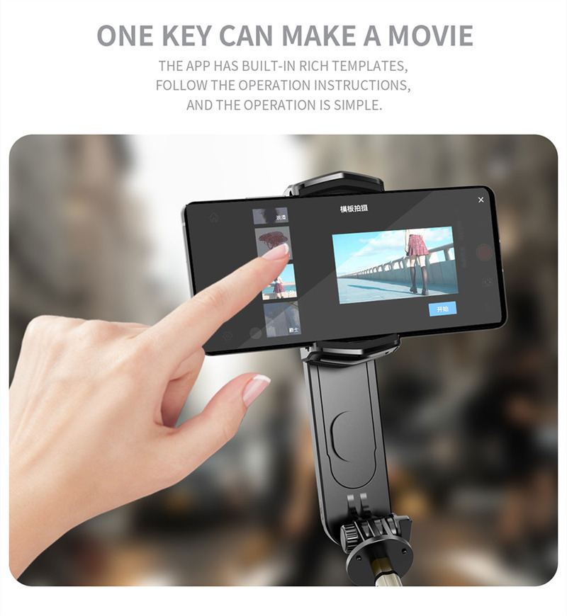 Q09 mini foldable gimbal stabilizer with fill light selfie stick tripod