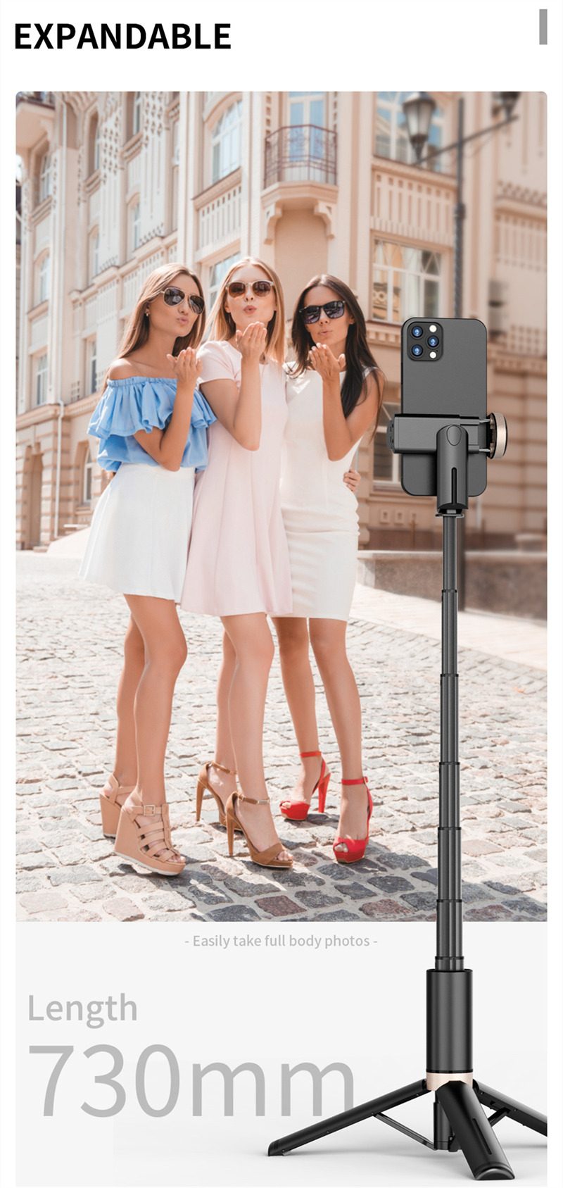 L12D mini foldable selfie stick tripod