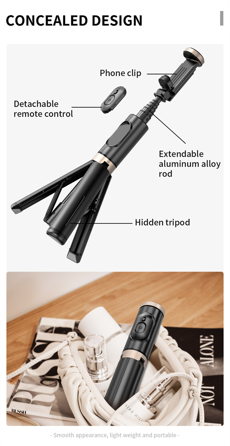 L12D mini foldable selfie stick tripod