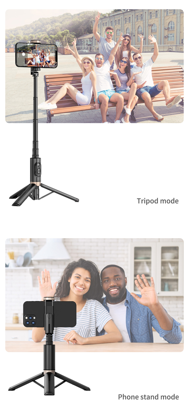 L12D mini foldable selfie stick tripod