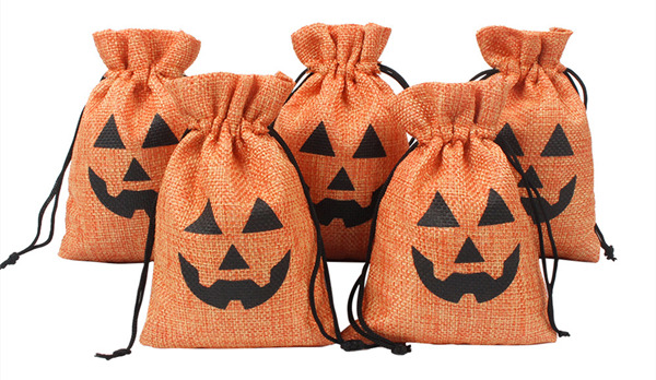 halloween drawstring canvas bags trick or treat gift goody bag