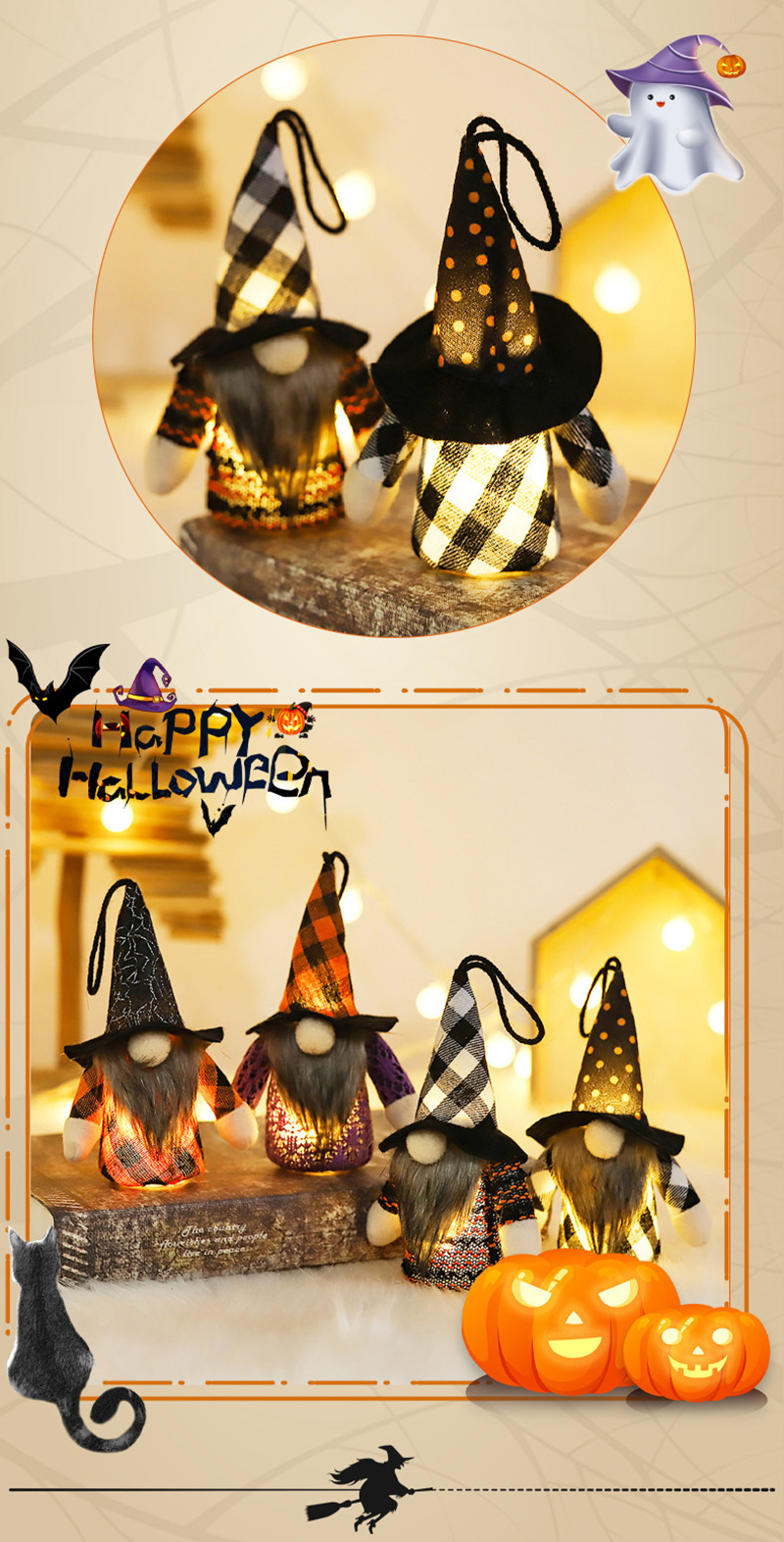 halloween lighting decoration dwarf hangings ornament