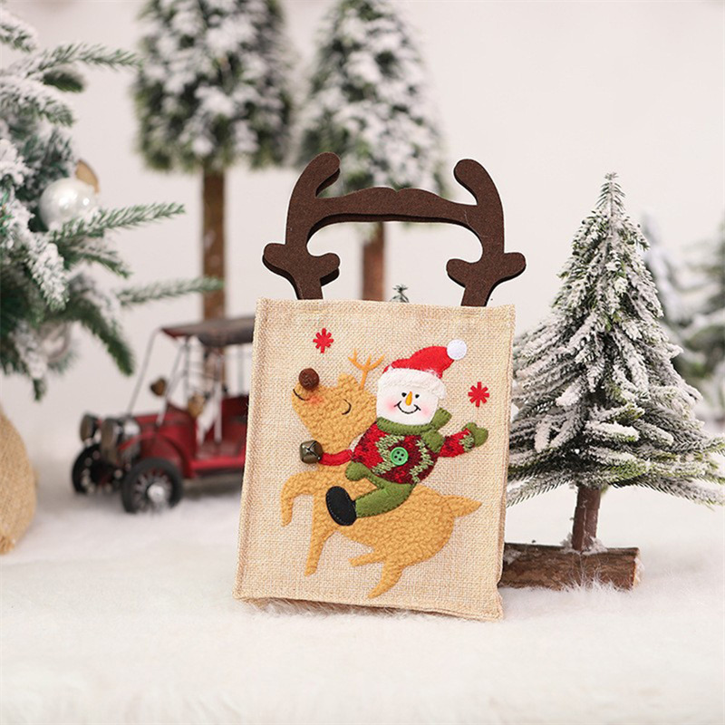 Christmas santa claus tote bag canvas xmas gift bags