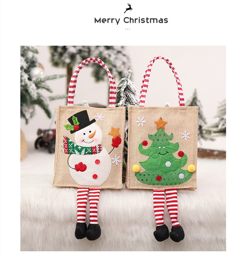 Christmas canvas 3d long legs santa claus tote bag