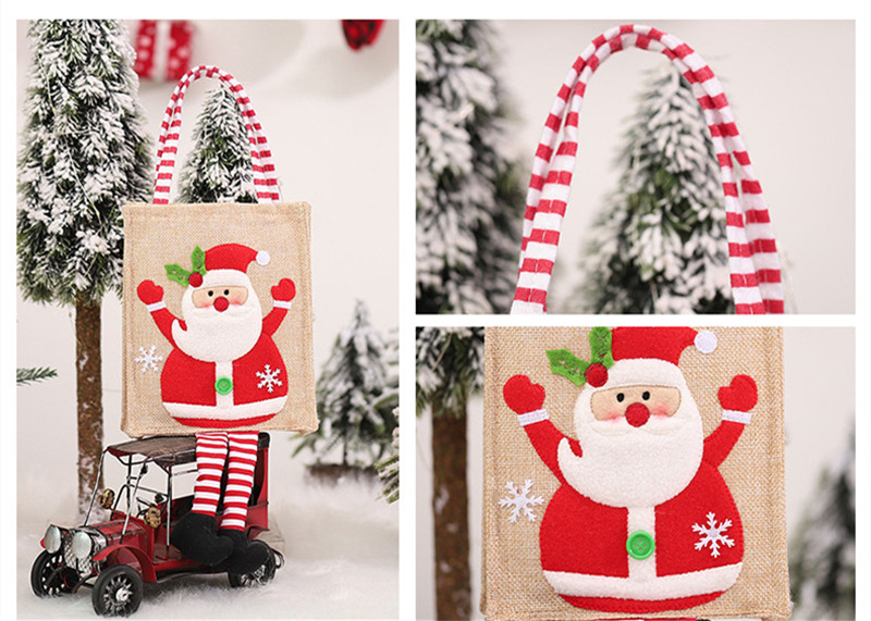 Christmas canvas 3d long legs santa claus tote bag