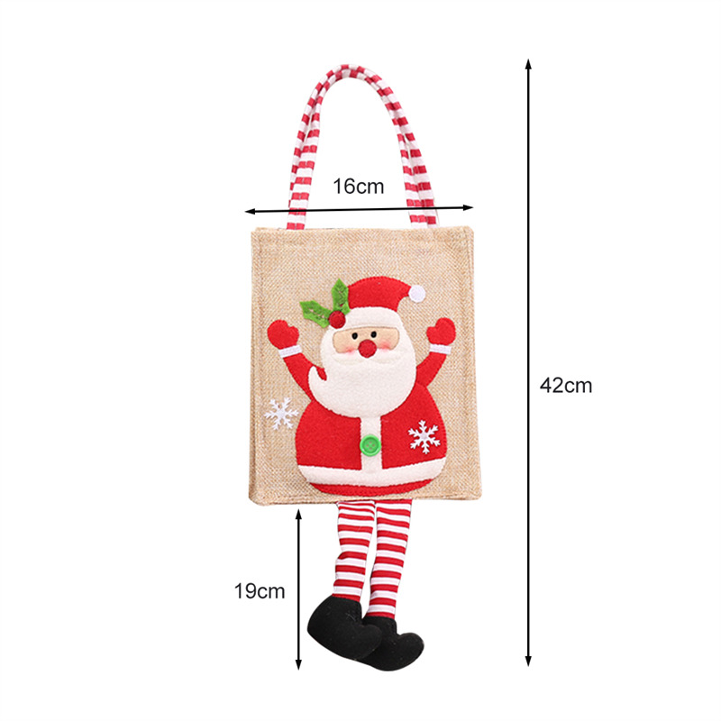 Christmas canvas 3d long legs santa claus tote bag