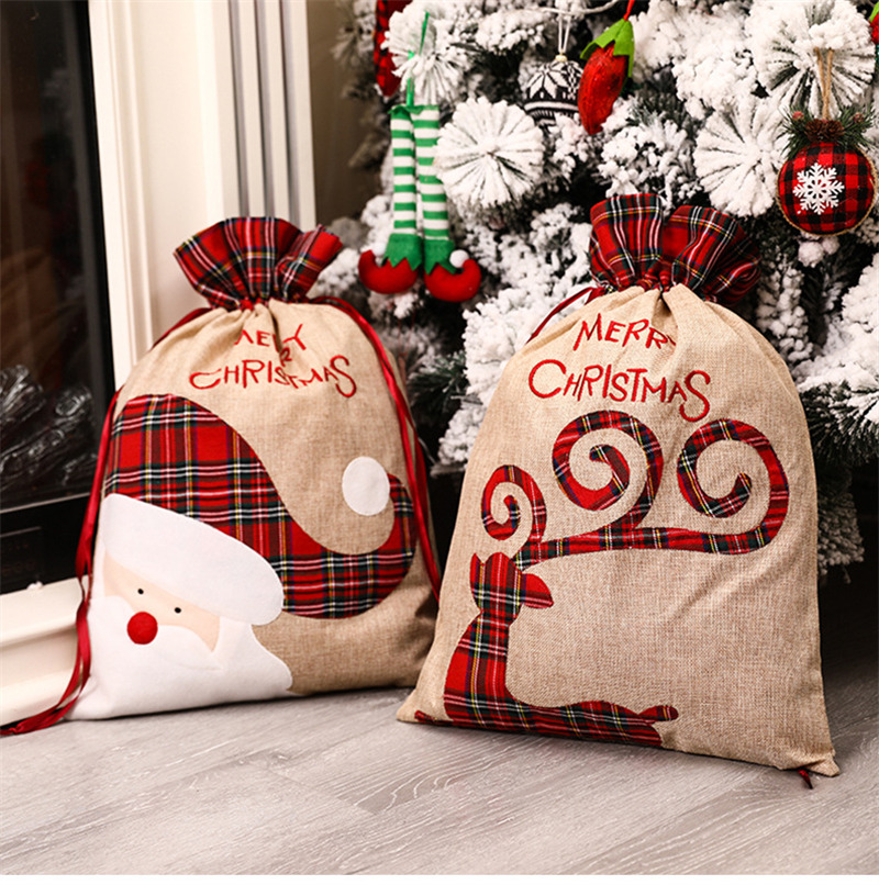 christmas canvas drawstring bag gift santa sacks