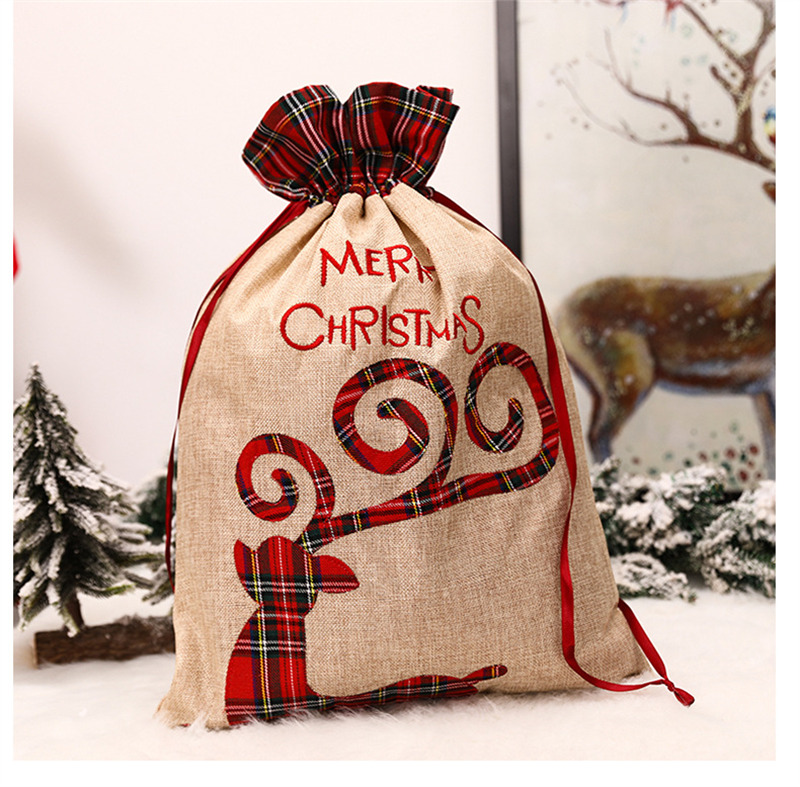 christmas canvas drawstring bag gift santa sacks