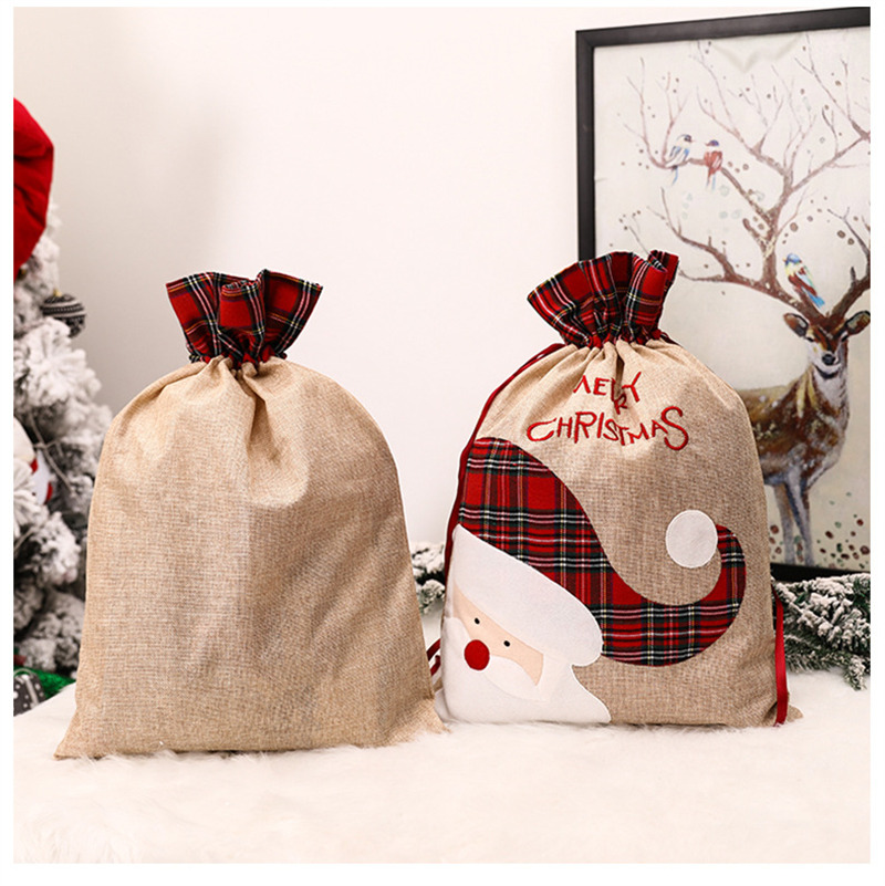 christmas canvas drawstring bag gift santa sacks