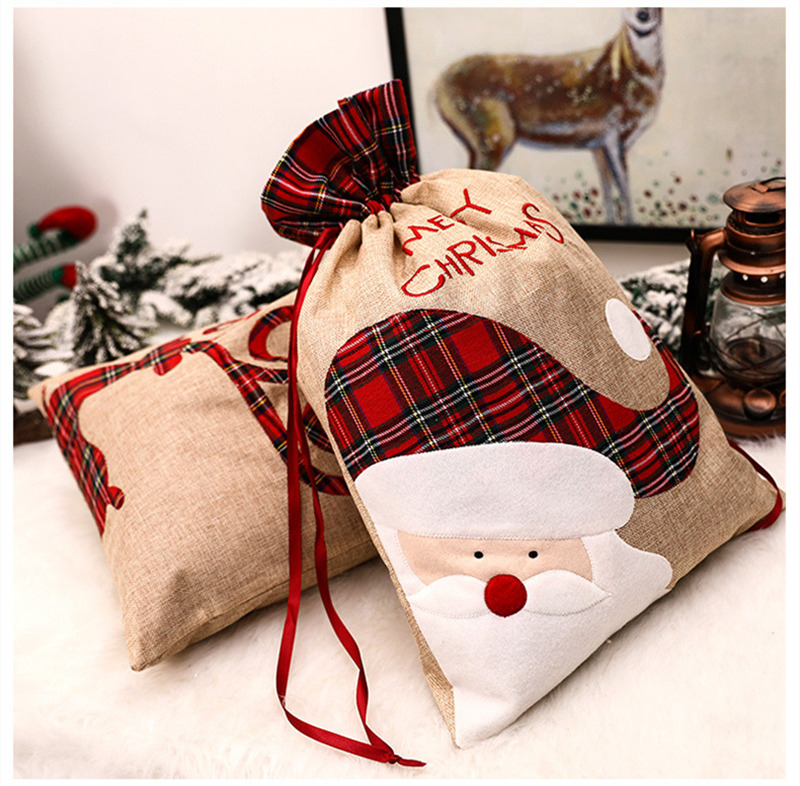 christmas canvas drawstring bag gift santa sacks