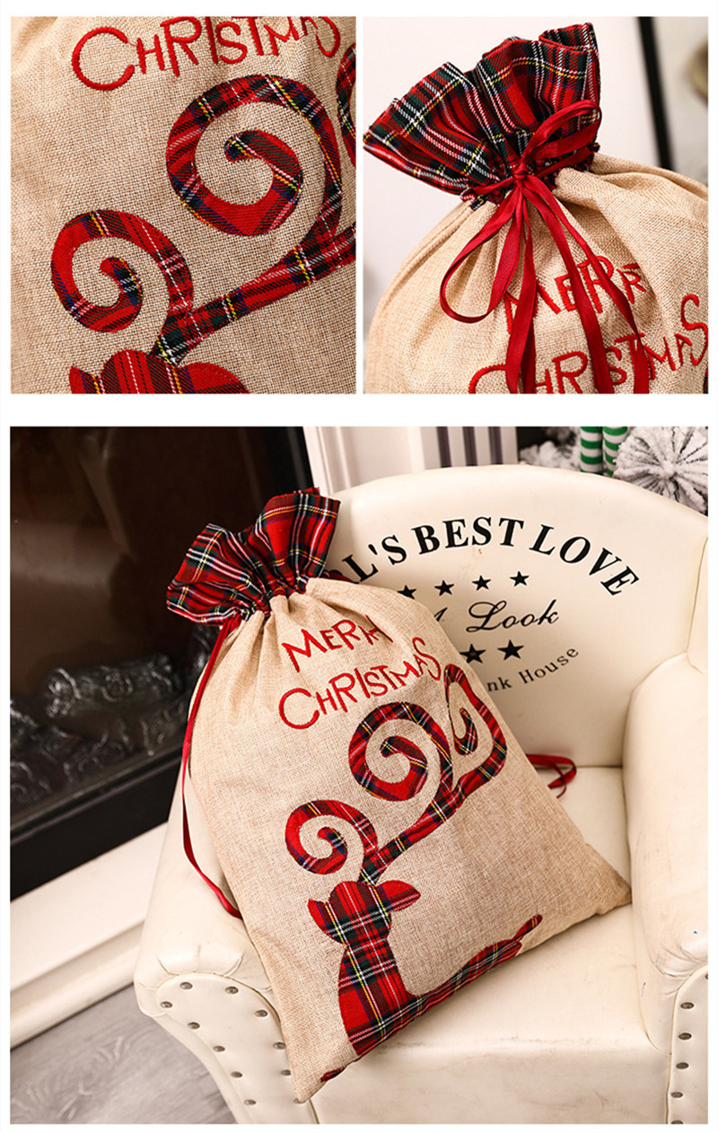 christmas canvas drawstring bag gift santa sacks