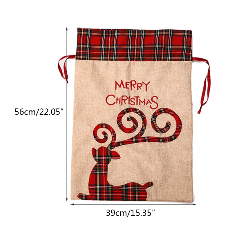 christmas canvas drawstring bag gift santa sacks