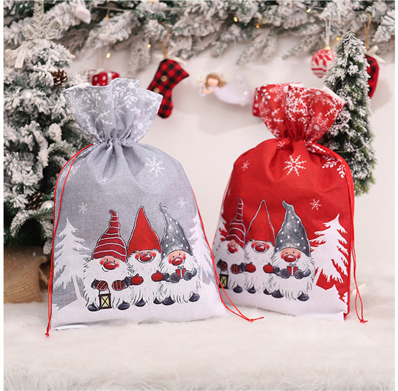 Christmas cartoon wraping drawstring bags santa sacks 