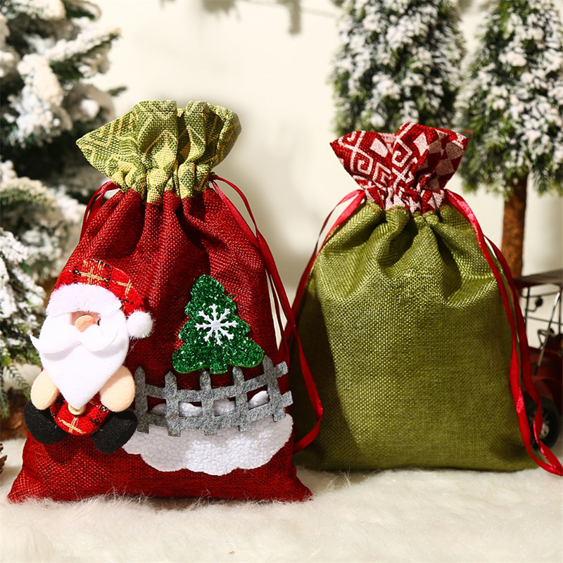 christmas drawstring bags wraping gift pockets sacks