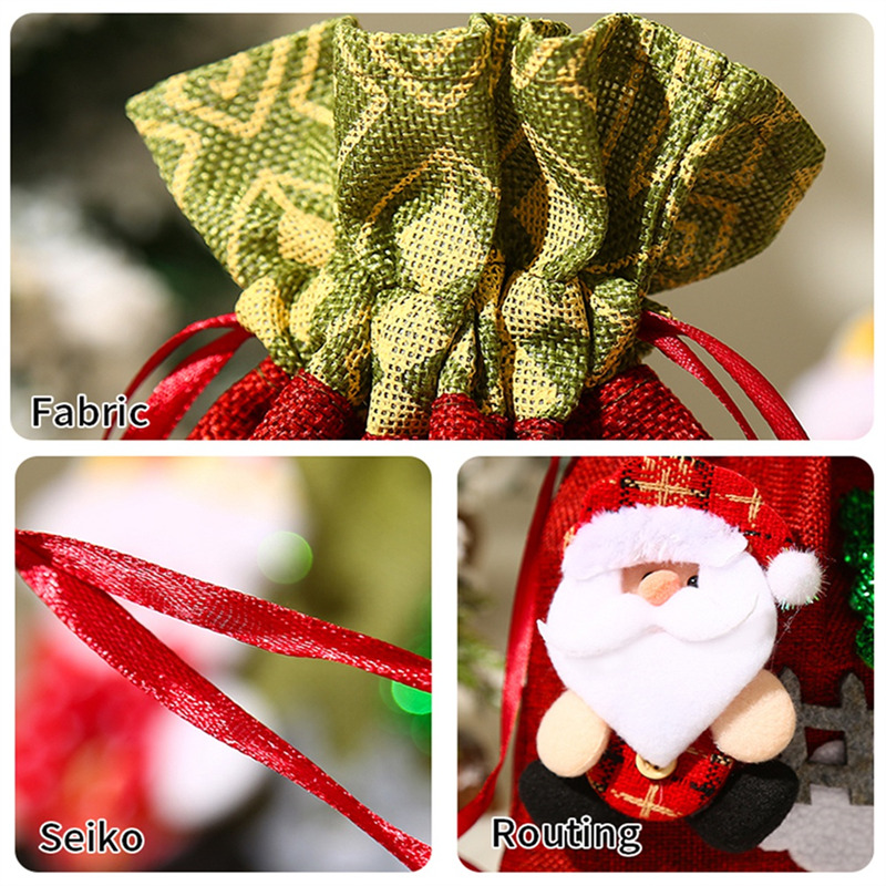 christmas drawstring bags wraping gift pockets sacks