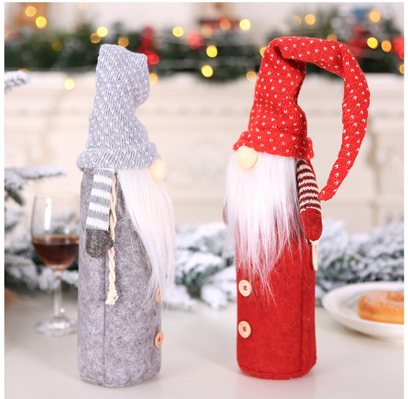 christmas tomte wine bottle cover set