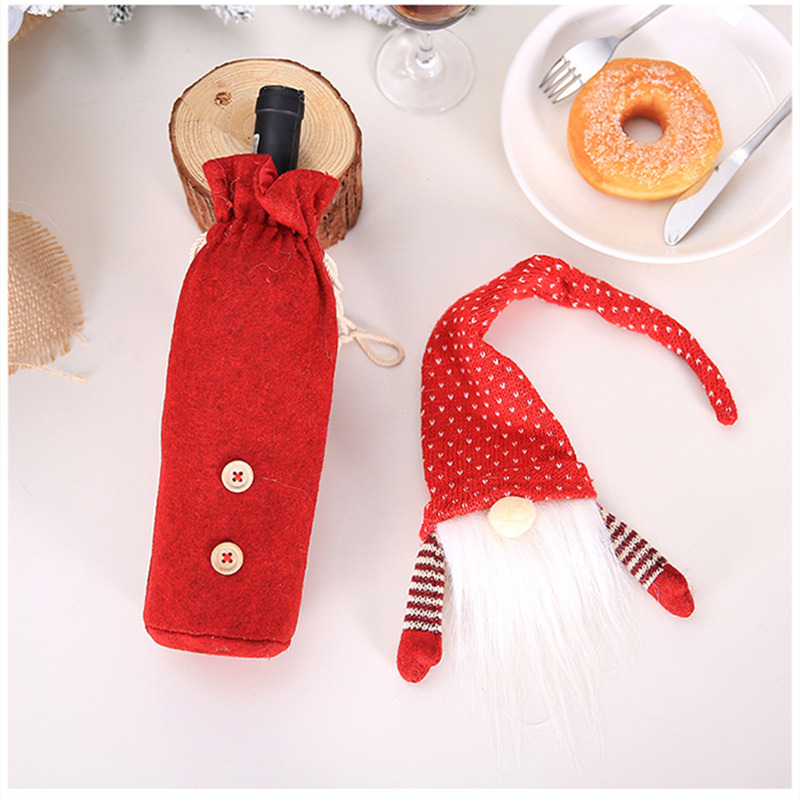 christmas tomte wine bottle cover set