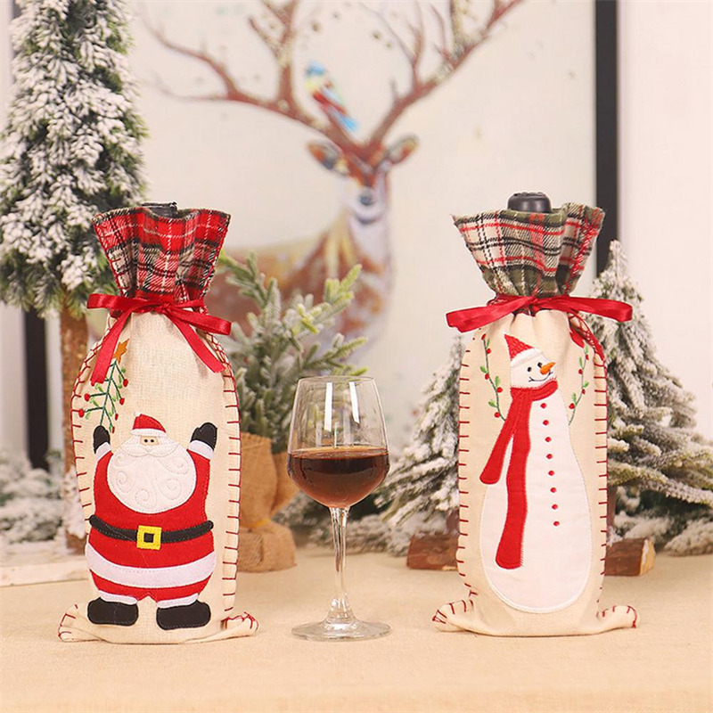 Christmas wine bottle sleeve dress up dinner party table ornament