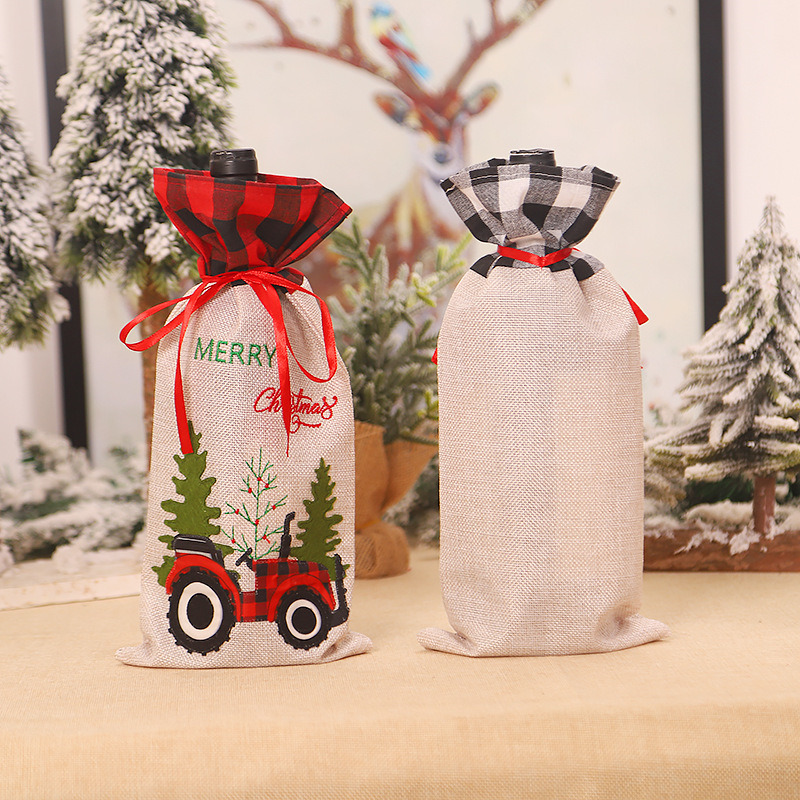 Christmas wine bottle sleeves Xmas table decorations