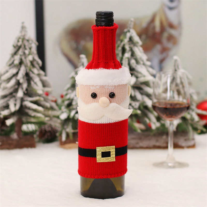 Christmas wine bottle sleeves Xmas knitted fabric cover