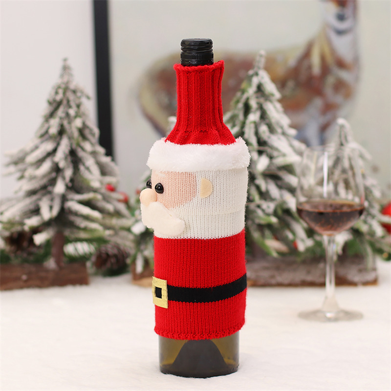 Christmas wine bottle sleeves Xmas knitted fabric cover