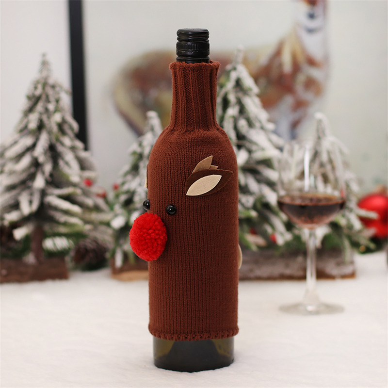 Christmas wine bottle sleeves Xmas knitted fabric cover