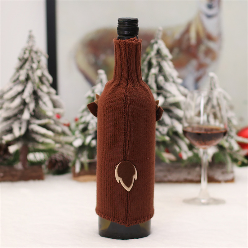 Christmas wine bottle sleeves Xmas knitted fabric cover