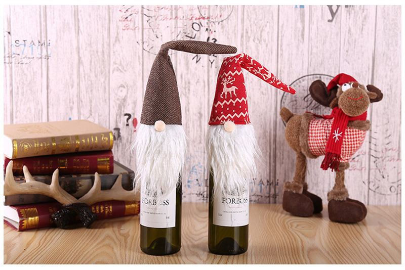 Christmas wine bottle cover Xmas Santa Claus table decoration
