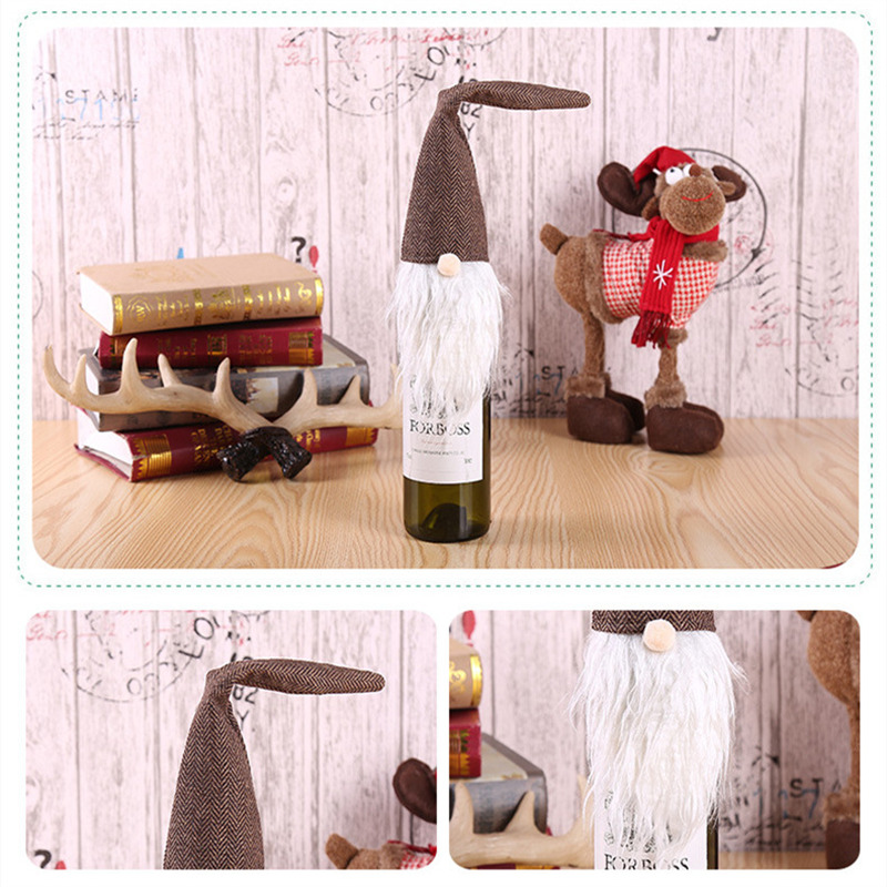 Christmas wine bottle cover Xmas Santa Claus table decoration