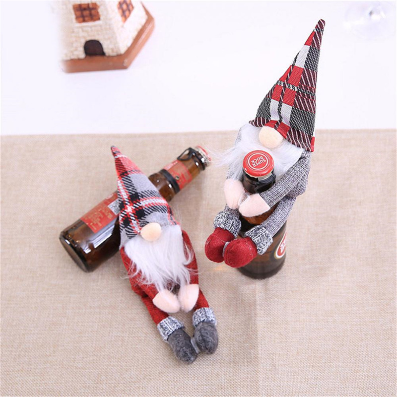 Christmas wine bottle cover doll Xmas table decoration