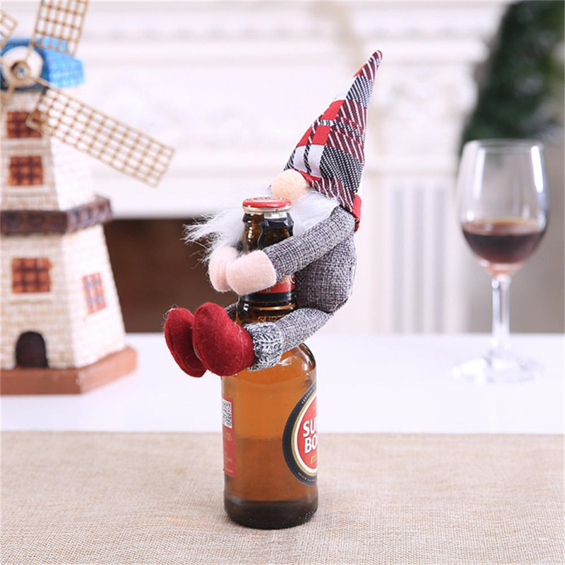 Christmas wine bottle cover doll Xmas table decoration