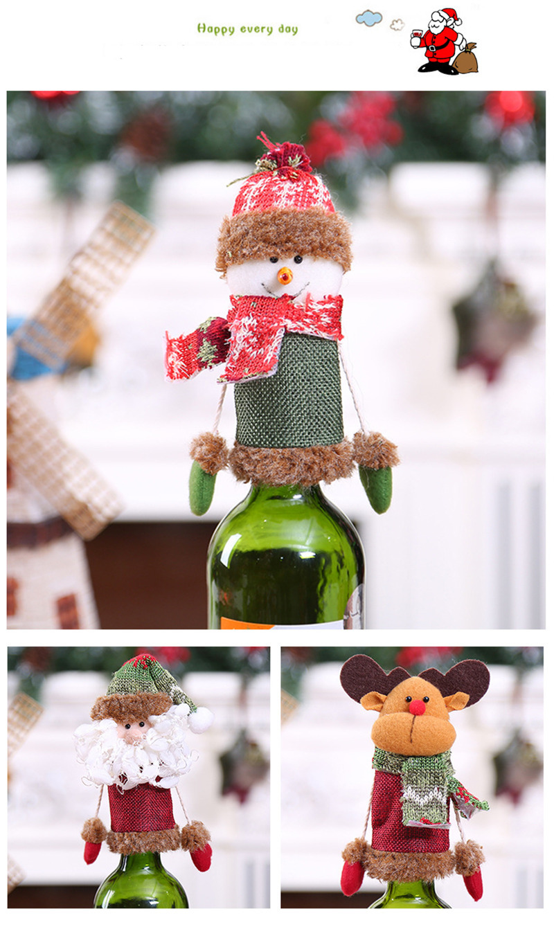 Christmas wine bottle covers dinner table decoration
