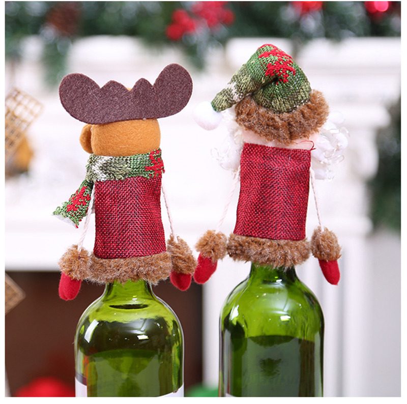 Christmas wine bottle covers dinner table decoration