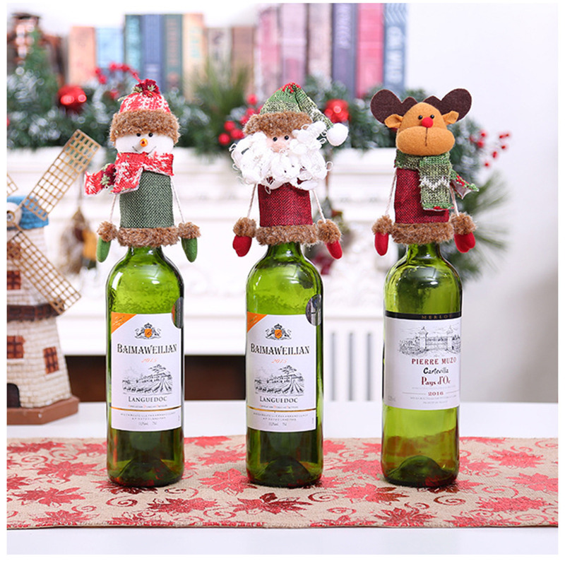 Christmas wine bottle covers dinner table decoration