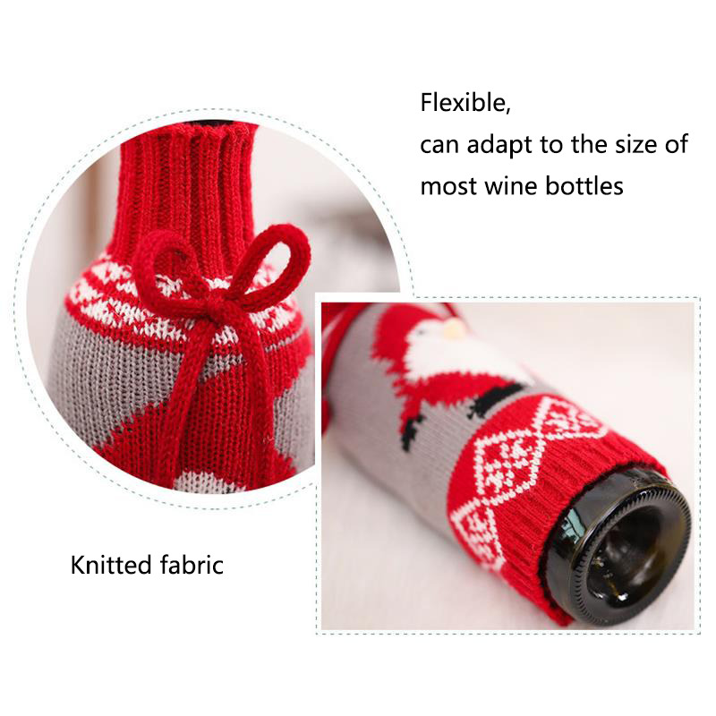 christmas wine bottle covers knitted fabric sleeve