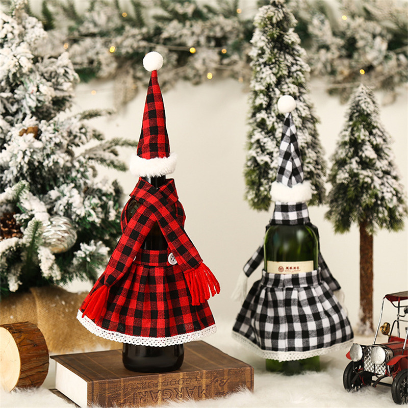 Christmas scarf hat dress wine bottle cover sets table decorations