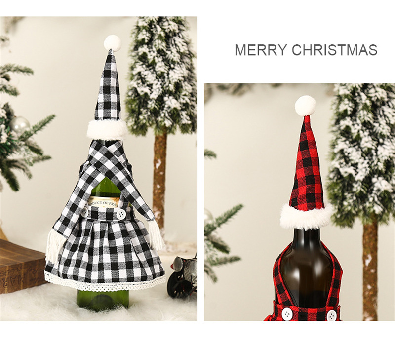 Christmas scarf hat dress wine bottle cover sets table decorations
