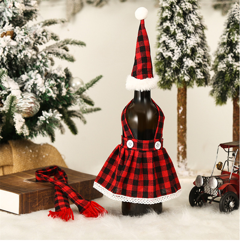 Christmas scarf hat dress wine bottle cover sets table decorations