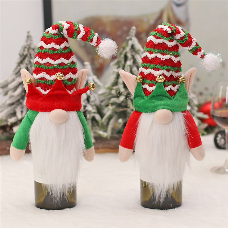 Christmas wine bottle covers topper hat decoration