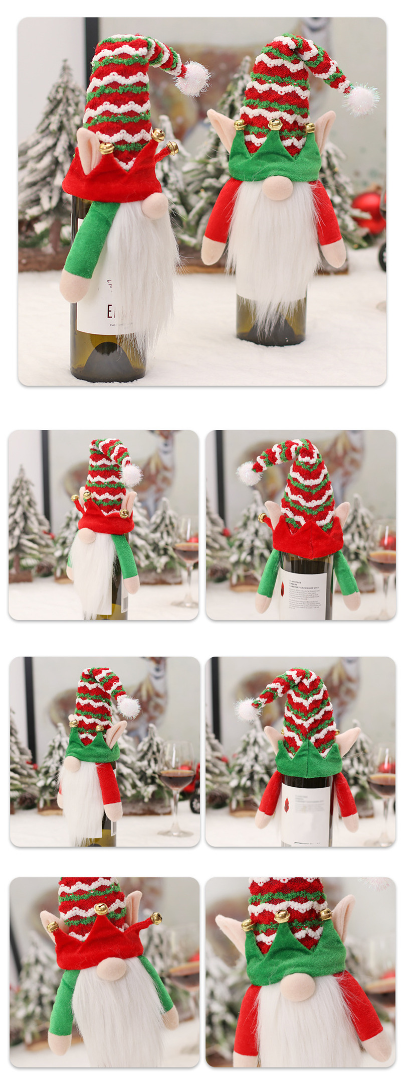 Christmas wine bottle covers topper hat decoration