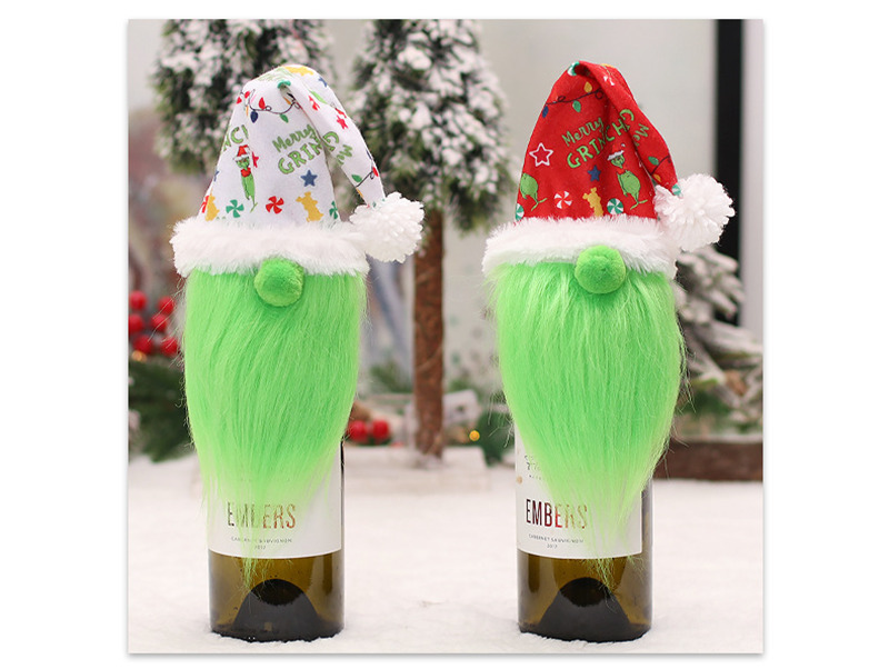 Christmas green beard wine bottle cover xmas decoration