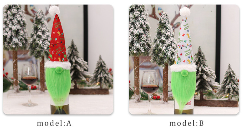 Christmas green beard wine bottle cover xmas decoration